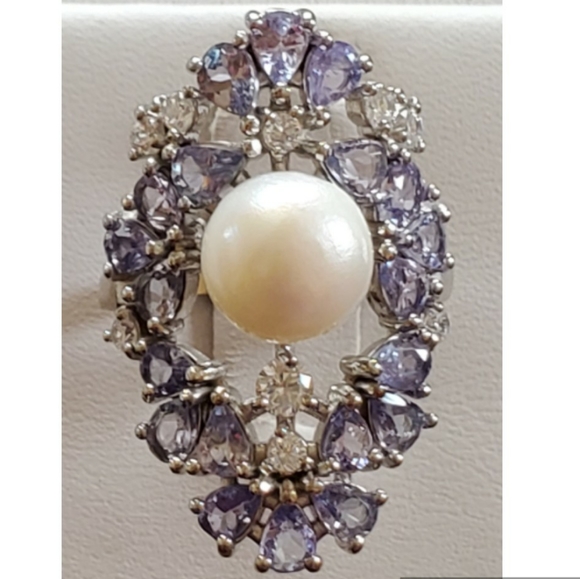 Jewelry - Genuine 6.4ct, 14k W.Gold, 925 Tanzanite Ring 7